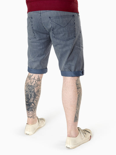Limited Edition Cool Pete Short in a Indigo yarn dyed Japanese striped lightweight fabric