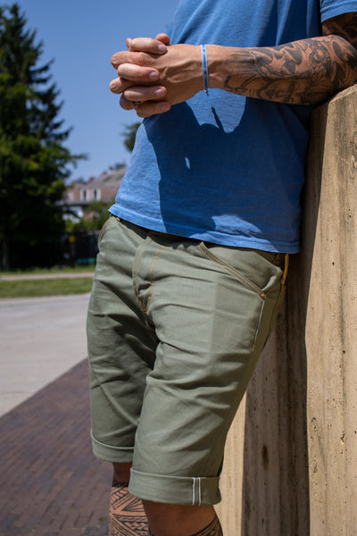 Limited Edition Short in a green lightweight Japanese selvedge
